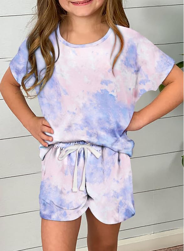 Image of Dokotoo Girl's Summer Cute T-Shirt and Shorts Set with Side Pockets