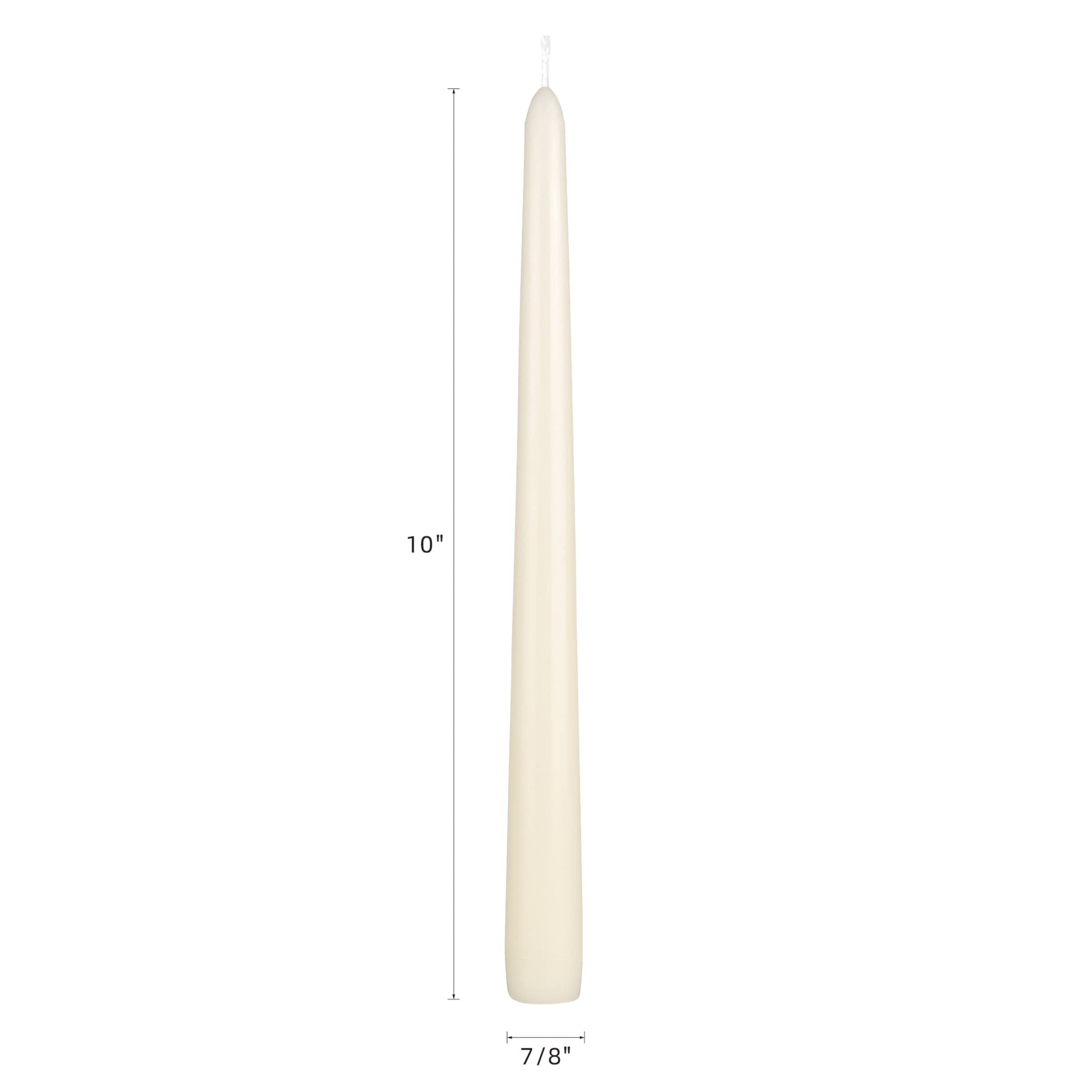 Mega Candles 4 pcs Unscented Ivory Taper Candles, Hand Poured Wax Candle 10 Inch x 7/8 Inch, Home Décor, Wedding Receptions, Centerpieces, Birthdays, Celebrations, Romantic Events, Holders