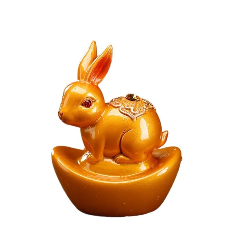 Tea Pet Rabbit Tea Pet Ornaments Can Be Raised Color Changing Tea Set Accessories Resin Tea Pet Office Tea Table Decoration Tea Tray Decoration(B)