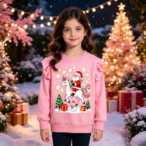 Kids' Santa on a Unicorn Pink Sweatshirt, alternative view 2