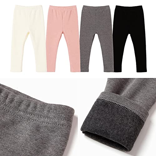 Ozkiz Toddler Girls Fleece Lined Warm Leggings Cream Black Charcoal Pink2