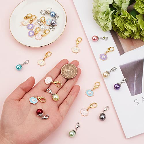 SUNNYCLUE 1 Box 24Pcs 2 Styles Stitch Marker Charms Crochet Stitch Marker Glass Pearl Sheep Clip on Charms Bulk Stitch Markers for Knitting Weaving Sewing Accessories Women Adults DIY Crafts Supplies - Image 3