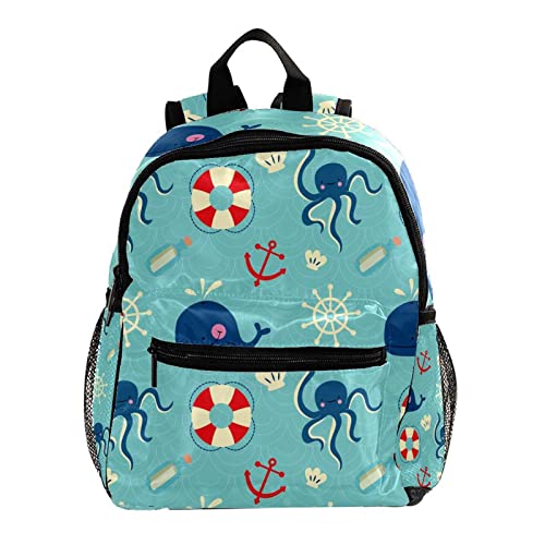 Sac à dos enfants motifs baleine et pieuvre de 30,5 cm pour garçons et filles
