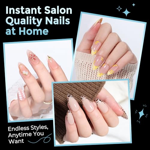 Image of Luckyfairy Almond Gel Nail Tips: 360pcs Pre-Shaped Medium Nail Tips Almond Shape Acrylic Fake Nails Half Matte Full Cover Press On Nails for Extension Home DIY Salon 12 Sizes