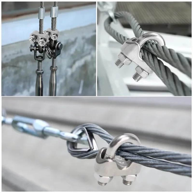 Perrillos Cable Acero Abrazaderas de Cable tipo U acero inoxidable, perno en, sujetador sillín, Clip cuerda alambre, tensor tendedero, Kits Hardware(30PCS-(M3))