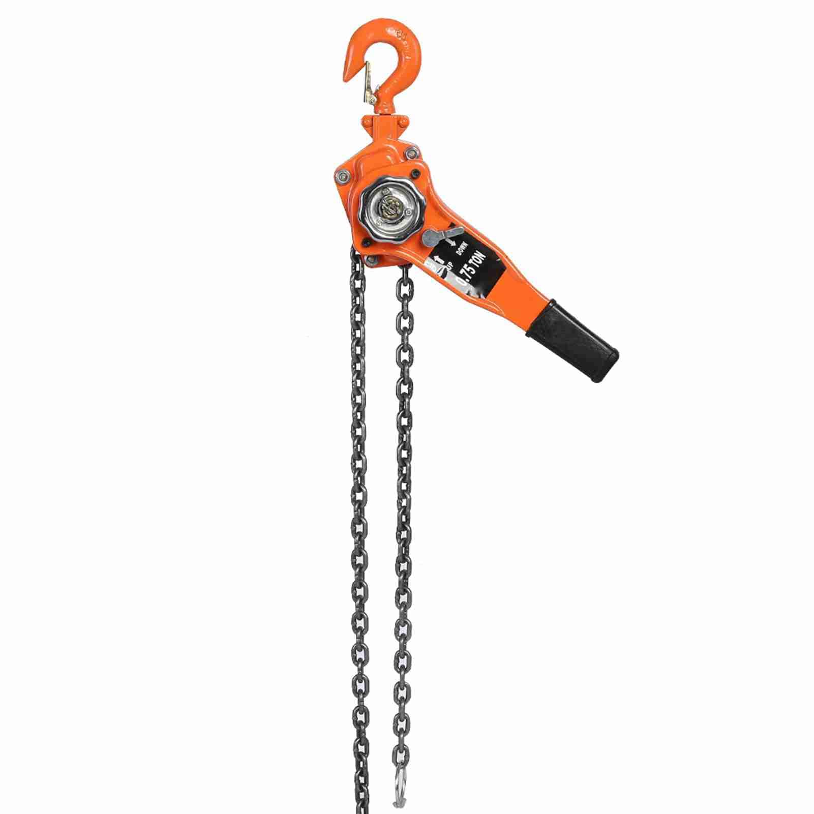 Aramox Kettenzug-Hebelzug, 0,75 Tonnen, Manueller Flaschenzug, Hubhöhe, Haken aus Legiertem Stahl, Orange, für Garage, Werkstatt, Bauernhof, Laden, Heben und Gerätepositionierung