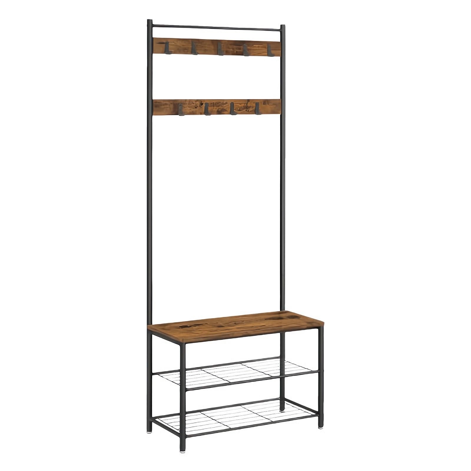 FGXHHS Metal Hall Tree with Bench & Shoe Sto, Entryway Coat Rack Removable Hoo, Hallway nizer for Foyer Front Door Space-Saving Design