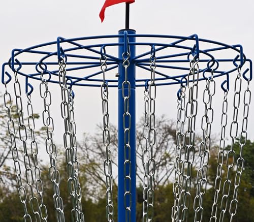 Image of Disc Golf Basket - Portable Disc Golf Target with Heavy Duty 24-Chains Come with 6pcs Disc Golf Discs and Carry Bag, Ground Stake -Suitable for Players of All Levels - Multi Color Available