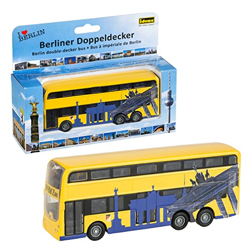 Idena 40107 - Maqueta de autobús Berlín (2 Pisos, con Motor retráctil, Aprox. 18,5 x 13,5 x 4,5 cm), Color Amarillo