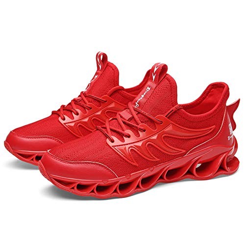 Narstin Mens Running Shoes Non Slip Gym Tennis Athletic Walking Breathable Blade Hip Hop Fashion Sneakers (red, Numeric_8)
