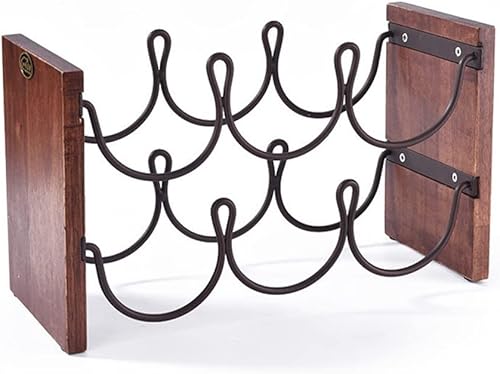 SLATIOM Estante de doble capa para vino tinto de hierro forjado para restaurante decorativo, estante de vino apilable, almacenamiento de botellas de