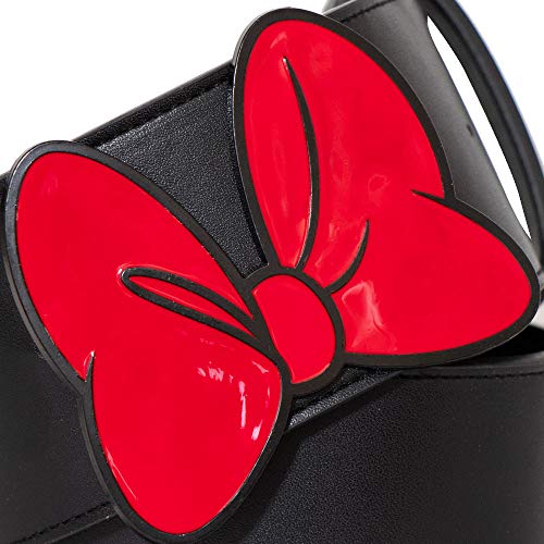Buckle-Down Women's Disney, Minnie Mouse Red Bow, Black Vegan Leather Belt2