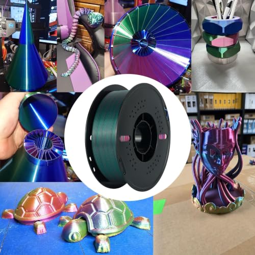 Image of Kingroon Silk PLA Tri Color Filament 1.75mm, Multicolor 3D Printer Filament, Dimensional Accuracy ±0.02mm, 1kg Spool (2.2lbs), for Most FDM 3D Printers, Red Green Blue