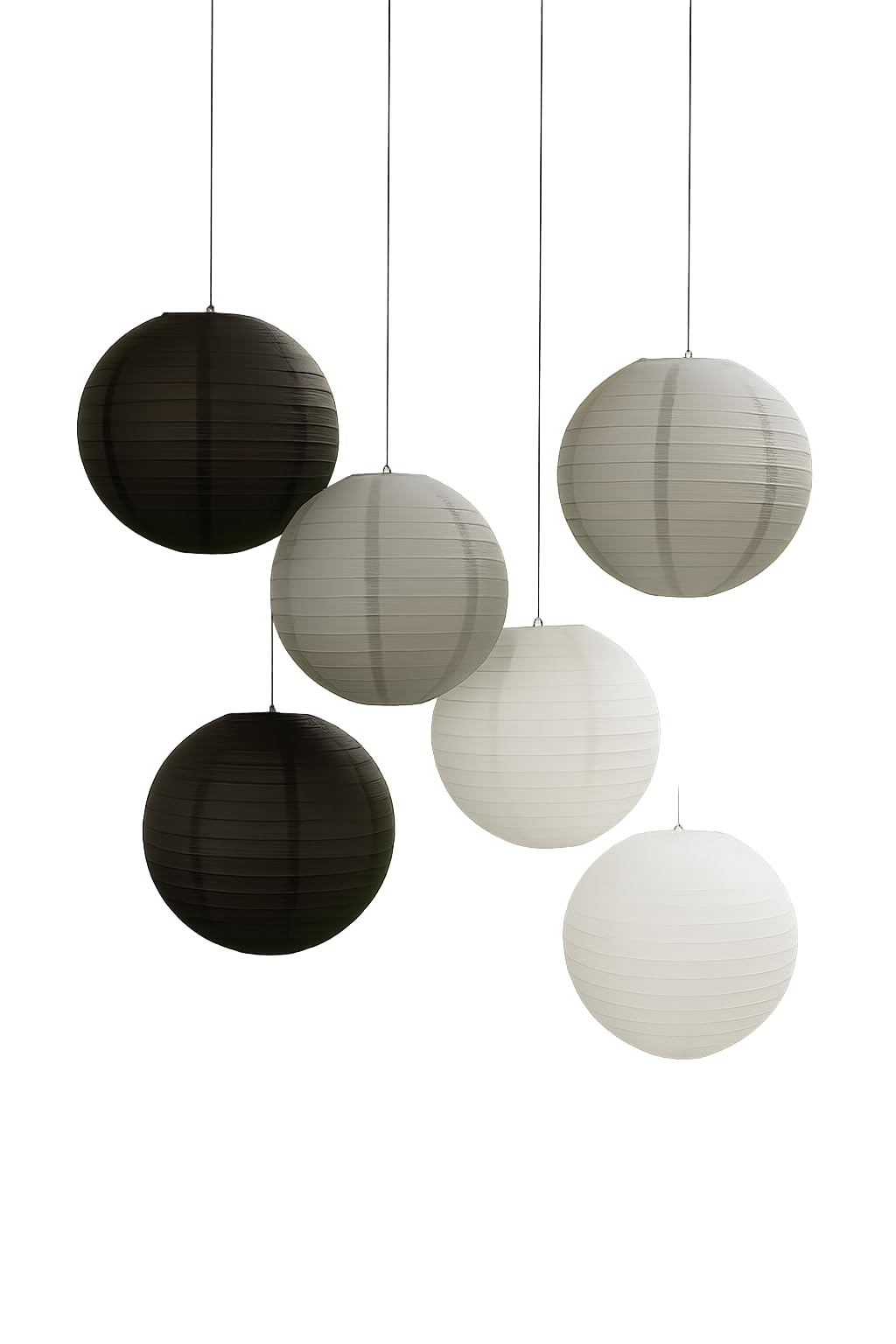 Paper Lanterns Mix Color Packs of 6 Round Paper Lanterns Lampshade (All Ivory/Cream, 12" (30 Cm)) — view 19