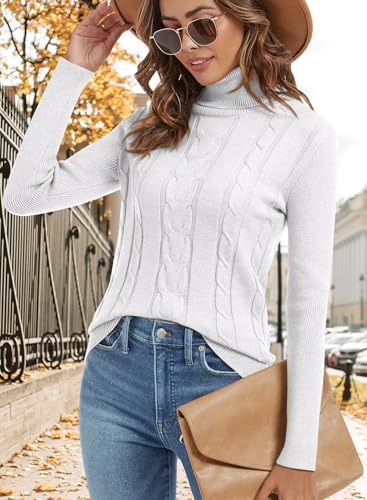 Image of ANFTFH Womens Turtleneck Sweater 2025 Ribbed Knit Top Pullover Sweaters