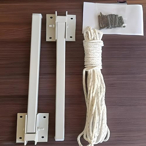 Image of APPLICE 5 Layer Foldable Wall Mount Cloth Drying Stand - 50ft Rope, Metal, Indoor /Outdoor, Balcony Use | Clothes Drying Stand | Cloth Stand | Cloth Dryer Stand