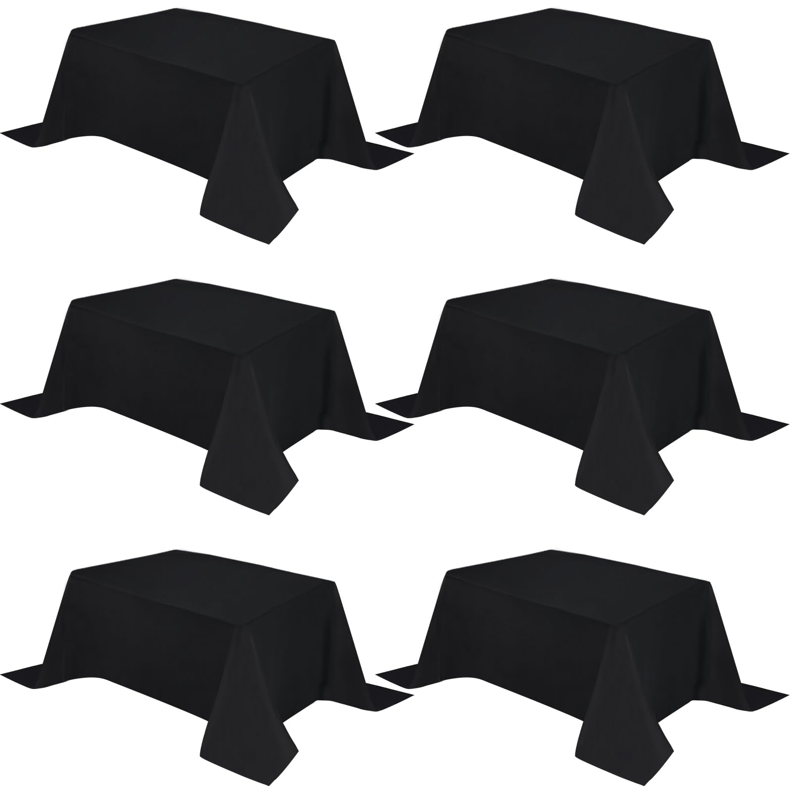 Fixwal Black Table Cloths Rectangle, 6pcs, 90x132, Table Cloth for 8