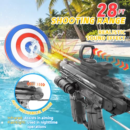 Electric Water Gun 2 Pack for Adults Kids,Rechargeable Automatic Water Gun with LED Flame Effect & Realistic Slide Action,Long Range, Super Powerful Electric Water Guns,Summer Battle Game Childs Gift — view 2