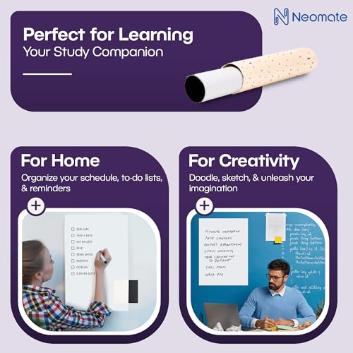 Image of Vinyl Dry Erase Writing Surface | Whiteboard Sticker | Super Sticky, Residue-Free Removal | 3ft x 2ft, White | Ideal for Professionals & Work from Home Use