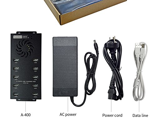 Aluminio 10 Puertos Portátil USB 2.0 Hub Con Puertos De Carga Y Datos Sincroniza Puertos Para Mac/PC De Escritorio/MacBook Pro Con Adaptador De Energía Externa