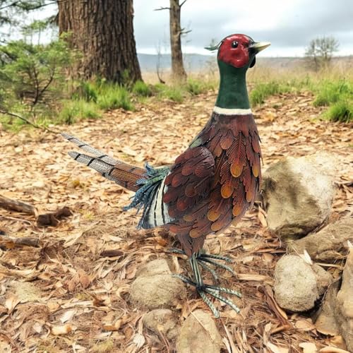 Epsom Door Handle Epsom Metal Garden Animal Statues Rabbit Owl Pheasant Squirrel Rustic Handcrafted Ornaments for Outdoor Indoor Décor Weatherproof Freestanding (ring-necked Pheasant)