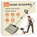 Chicken Poop Scooper & Rake 2-in-1, Sifting Shovel for Chicken Coop, 0.25" Chicken Poop Scooper for Sand with Adjustable Stainless Steel Handle?35" to 62"? for Chicken Coops & Farm Animals Scoop