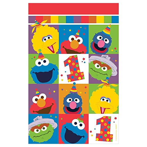 amscan Sesame Street Elmo Turns One Plastic Table Cover - 54