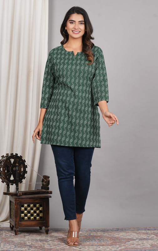 Image of Women Cotton Printed Kurti for Women | Stylish, Casual, Regular, Soft & Cozy, Comfortable Short Kurti