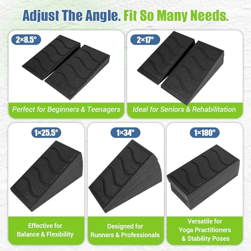 ODCPN Squat Wedge Block, 5 Adjustable Angles Slant Board for Calf Stretching with Stretching Strap & Poster, 520 LBS Heel Elevated Squat Wedge Capacity for Yoga, Ankle Physical Therapy & Mobility - Image 5