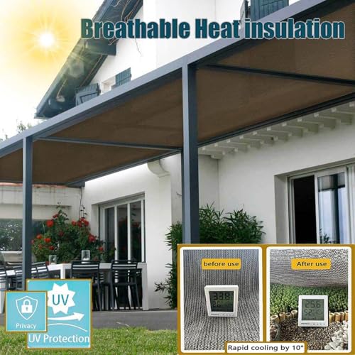 Voile d'ombrage beige 5x5m rectangulaire micro-perforée terrasse