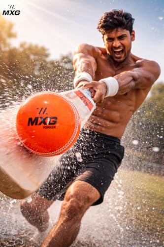 Image of MXG Yorker I-10 Cricket Ball | Heavy Bounce Ball for Street, Ground, Practice, Training & Matches (Pink+Orange, Pack of 2)