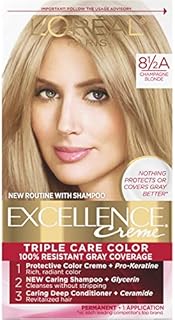 L'Oreal Paris Excellence Creme Permanent Triple Care Hair Color, 8.5A Champagne Blonde, Gray Coverage For Up to 8 Weeks, All Hair Types, Pack of 1
