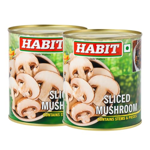 Image of HABIT Button Mushrooms Sliced- 800g x Pack of 2| Tender & Mildly Flavored | Ideal for Salads, Soups, Pastas, Gravies, Starters & More | Ready-to-Use Mushrooms for Everyday Cooking