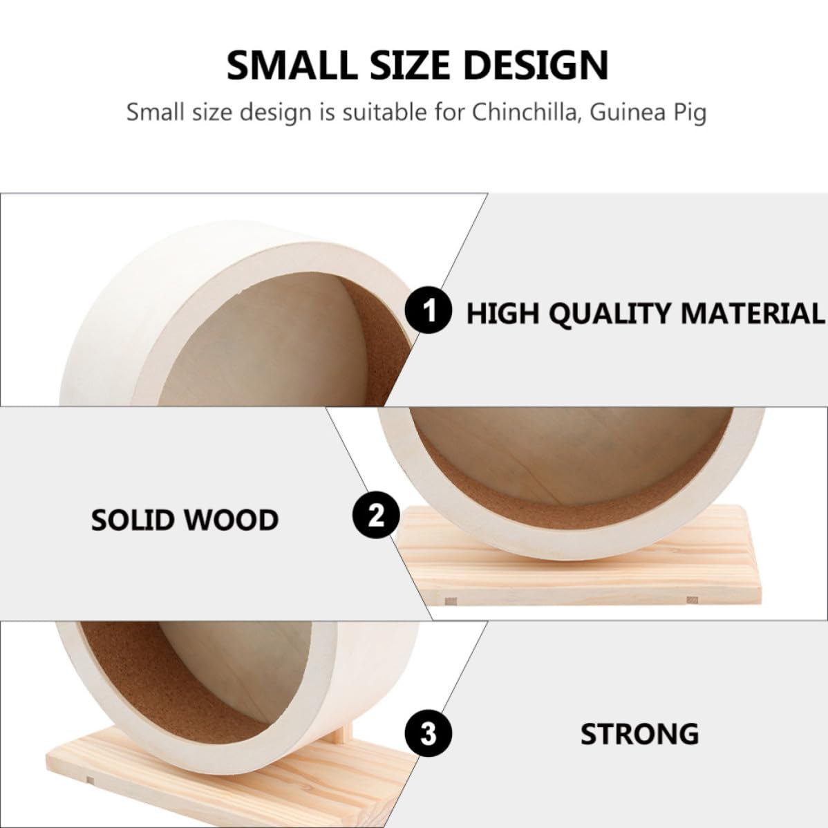 ibasenice Ruota da Corsa Silenziosa Design Mute in Legno Supporto Robusto per Esercizio Sano e Divertente per Criceti e Porcellini D'india in Casa