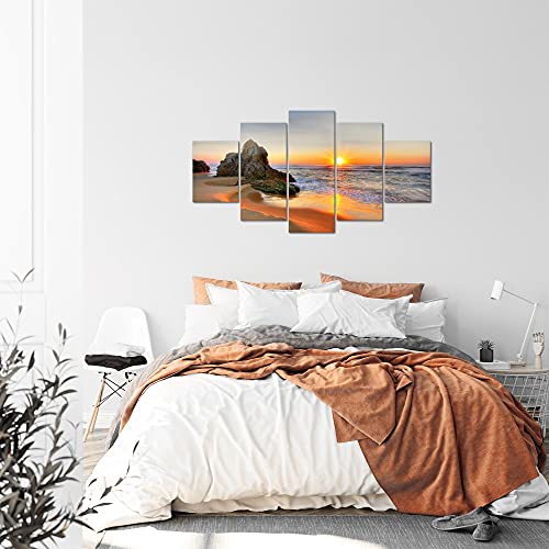 Sunrise Beach 5-Panel Canvas Art - Horizontal Wall Decor - Image 2
