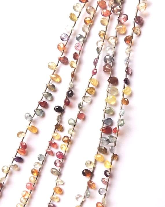 Multi saphir amande perles fait main pour offrir un bijou
