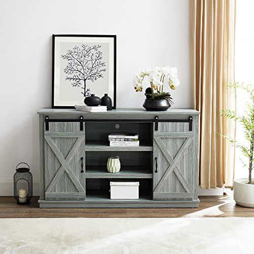Good & Gracious Farmhouse TV Stand with Sliding Barn Doors for 65 Inch