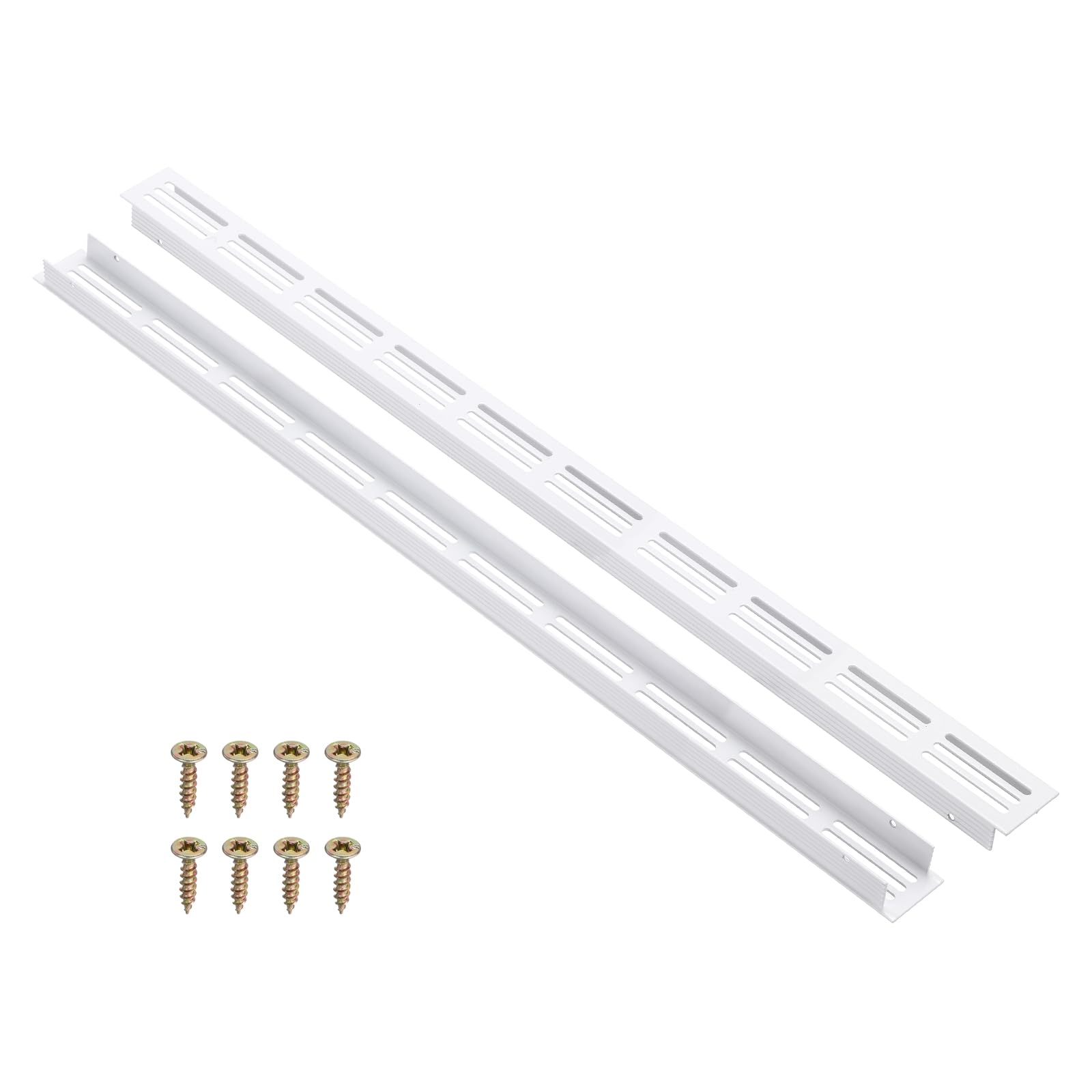 PATIKIL 2 Pcs Door Air Vent Cover, 500mm x 30mm (Outer Dimensions) Aluminum Louvered Ventilation Grille Rectangle Toe Kick Vent with Mounting Screws for Shoe Cabinet Wardrobe, White