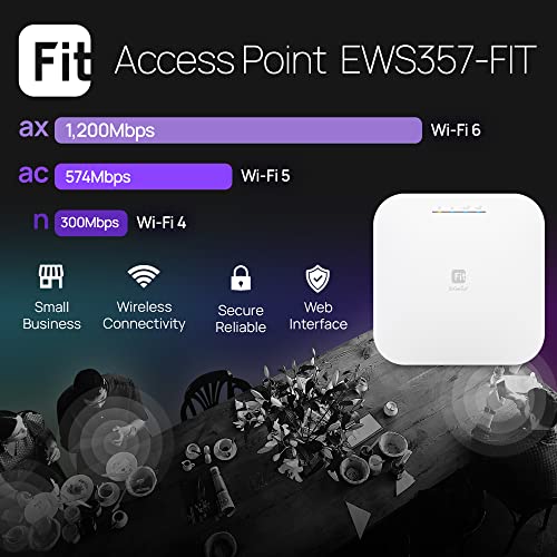 Image of EnGenius EWS357-FIT WiFi 6 AX1800 2x2 Gigabit Wireless Access Point, 1Gbps Port, OFDMA, MU-MIMO, PoE+, WPA3, License-Free Cloud or On-Premise Flexible Management Tools (Power Adapter Not Included)