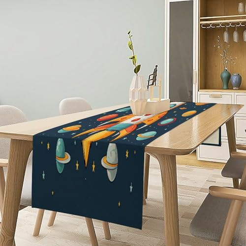 Chemin de table fusée décor de table repas enfant