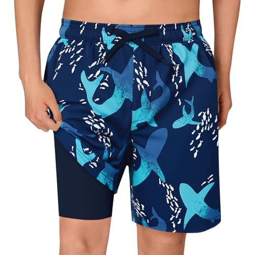 Opiniones de Pantalones de traje para Niño los más recomendados. 49 Haloumoning - Traje de baño para niños con forro de compresión para niños de secado rápido, pantalones cortos de natación de 5 a 14 años, Azul marino 1 , 13-14 Años