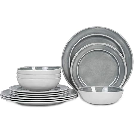 grey and white dishes