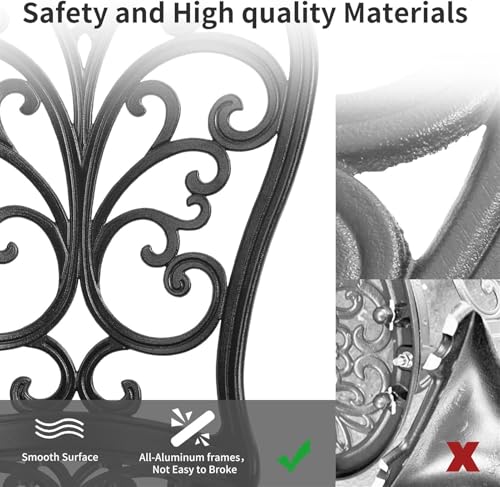 Cast Aluminum Outdoor Bistro Set - Bistro Table And Chairs Set of 2 Weather-Resistant Outdoor Bistro Set for Garden, Porch, And Patio - Afbeelding 4