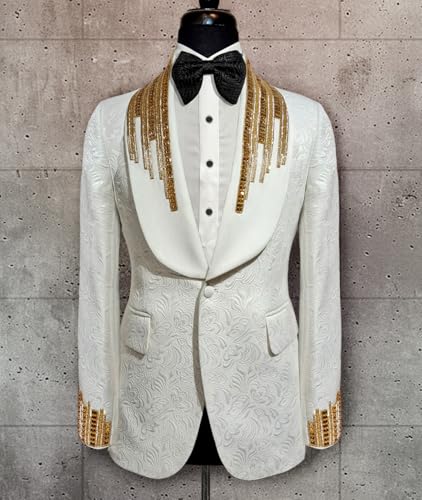 2 Piece Men's Tuxedo Groom Wedding Suits Luxury Diamond Shawl Lapel Blazers Slim Jacket Pants Sets for Prom,Party2