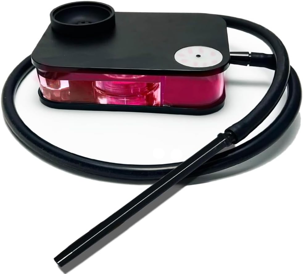 Flat Hookah Box – Portable Hookah Set for Travel, Complete Shisha Kit with LED Lights & Bag, Perfect for Any Adventure?Black?