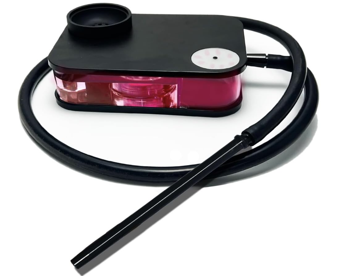 Flat Hookah Box – Portable Hookah Set for Travel, Complete Shisha Kit with LED Lights & Bag, Perfect for Any Adventure(Black)