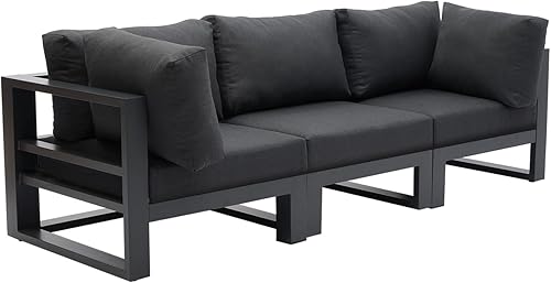 Miniatura 2 de Moderno sofá modular de 3 plazas para exteriores, juego de sofá de conversación para patio, patio, cojines color gris oscuro