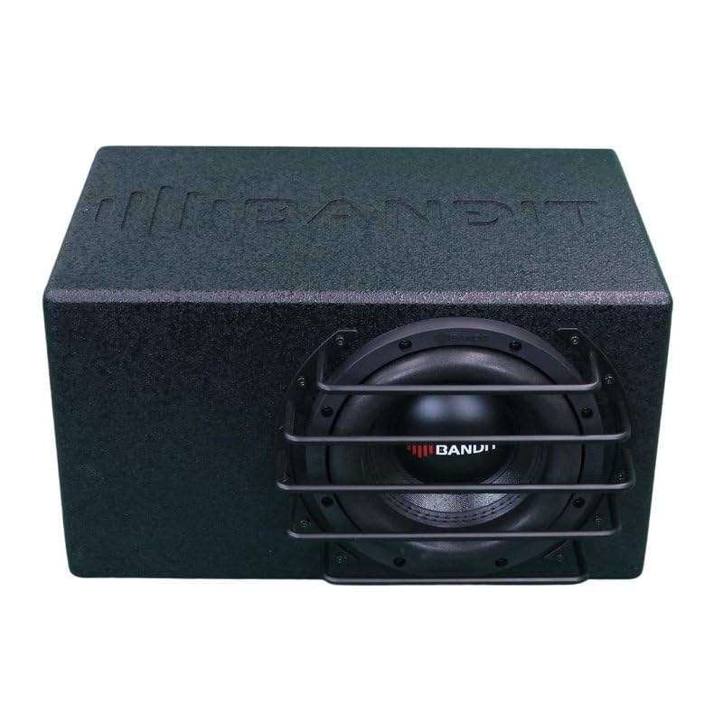 Image of BANDIT8 Despacito Single 8-inch Subwoofer in A Box Cabinet 750 Wrms 1500 Watts Peak with Grill Guard and Two Voice Coils 2 ohms Each