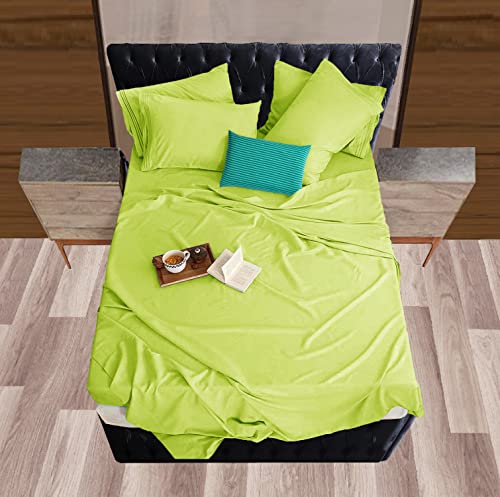 Image of Mocassi Hotel Luxury 1800 Thread Count Bedding Pillowcases Standard Size Set of 2 - Pillow Covers - Pillow Protector - Cooling Pillowcases (Set of 2 Standard /Queen Size, Lime)