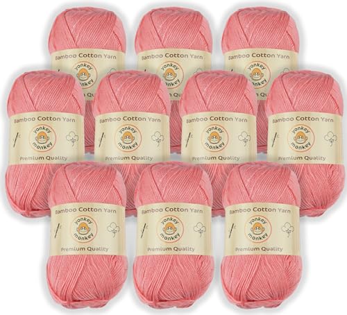 Image of 10-Pack of Yonkey Monkey 500 Grams Yarn - 70% Rayon derived from Bamboo, 30% Cotton - Imported - Peach 9008